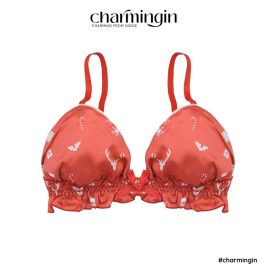 Bộ lót Giáng sinh màu đỏ họa tiết chủ đề Noel không gọng cotton satin bóng cá tính quyến rũ freesize - BL0010