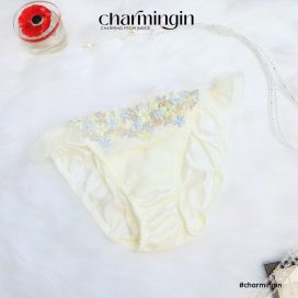 Quần lót dệt kim lưng bèo voan ren thêu thời trang size M, L - QLDK0157