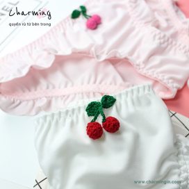Quần lót lụa sữa siêu mềm hình cherry dễ thương size M, L - QLLS0001