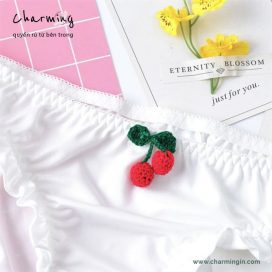 Quần lót lụa sữa siêu mềm hình cherry dễ thương size M, L - QLLS0001