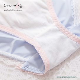Quần lót lụa sữa phối ren dễ thương quyến rũ size M, L - QLLS0004