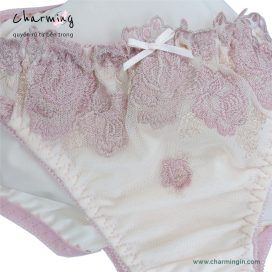 Quần lót cao cấp với ren họa tiết hoa hồng dễ thương size S, M - QLMF0021