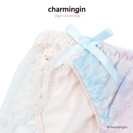 Quần lót cao cấp màu loang viền ren nơ tinh tế size M- QLMF0034