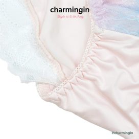 Quần lót cao cấp màu loang viền ren nơ tinh tế size M- QLMF0034