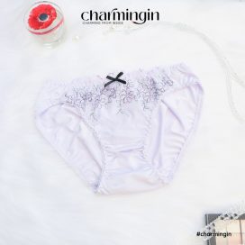 Quần lót microfiber mềm mịn ren thêu hoa dễ thương size M, L - QLMF0054