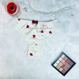 Quần lót ren lưới Satin họa tiết trái tim dễ thương - QLST0015