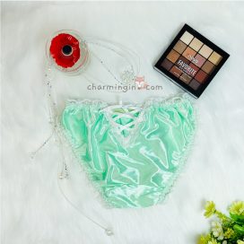 Quần lót satin viền ren đan dây sau sexy quyến rũ size M-L - QLST0020