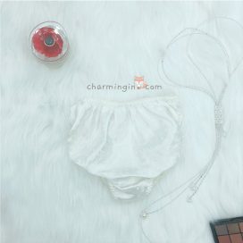 Quần lót satin dây hông đan chéo với họa tiết dễ thương size M - QLST0021