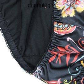 Quần lót bản lớn thun 4 chiều, satin lụa bóng họa tiết hoa mix size L - QLST0023