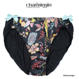 Quần lót bản lớn thun 4 chiều, satin lụa bóng họa tiết hoa mix size L - QLST0023