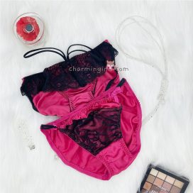 Quần lót satin bèo ren với dây lưng cao sexy size M, L - QLST0026