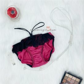 Quần lót satin bèo ren với dây lưng cao sexy size M, L - QLST0026