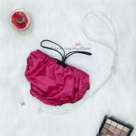Quần lót satin bèo ren với dây lưng cao sexy size M, L - QLST0026