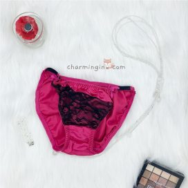 Quần lót satin bèo ren với dây lưng cao sexy size M, L - QLST0026