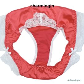 [FORM RỘNG] Quần lót satin lụa bóng viền ren nơ sang trọng size M - QLST0028