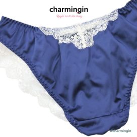 [FORM RỘNG] Quần lót satin lụa bóng viền ren nơ sang trọng size M - QLST0028