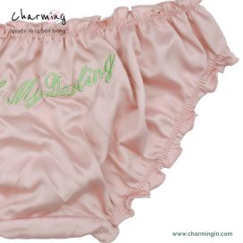 Quần lót satin lụa bóng thêu chữ mặt sau size M, L, XL - QLST0030