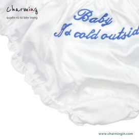 Quần lót satin lụa bóng thêu chữ mặt sau size M, L, XL - QLST0030