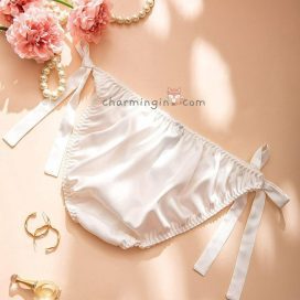 Quần lót satin lụa bóng Love buộc dây hông size M, L, XL - QLST0031
