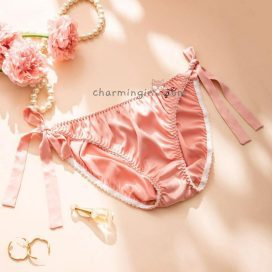 Quần lót satin lụa bóng Love buộc dây hông size M, L, XL - QLST0031