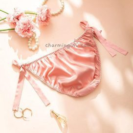Quần lót satin lụa bóng Love buộc dây hông size M, L, XL - QLST0031