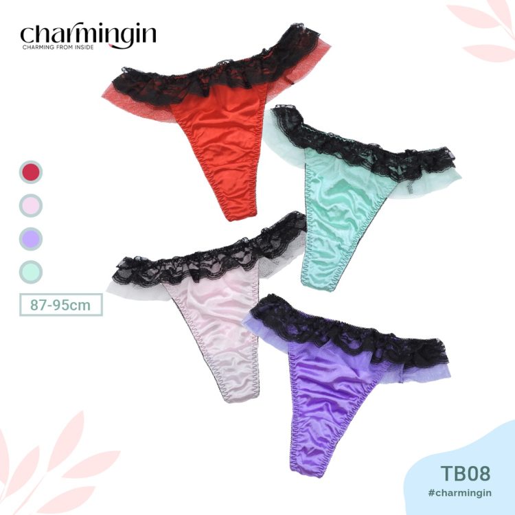 Quần lót T-back satin mịn (thongs) lưng ren co giãn siêu sexy - QLTB0008