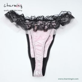 Quần lót T-back satin mịn (thongs) lưng ren co giãn siêu sexy - QLTB0008