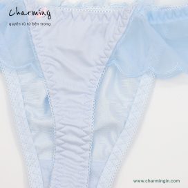 [FORM RỘNG] Quần lót T-back (lọt khe) lưng voan co giãn cùng ren hoa dễ thương size M, L - QLTB0017