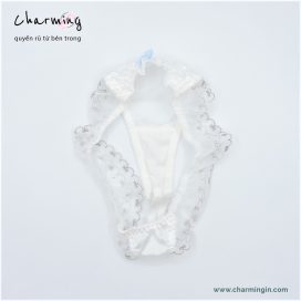 [FORM RỘNG] Quần lót T-back (lọt khe) lưng voan co giãn cùng ren hoa dễ thương size M, L - QLTB0017