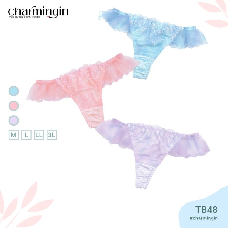 [FORM RỘNG] Quần lót T-back (lọt khe) dệt kim thời trang màu pastel lưng voan co giãn size M, L, 3L, 4L - QLTB0048