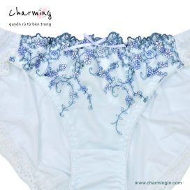 Quần lót thun lạnh viền ren hoa nhí dễ thương size M, L - QLTL0006