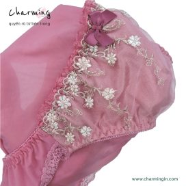 Quần lót thun lạnh viền ren hoa nhí dễ thương size M, L - QLTL0006
