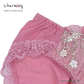 Quần lót thun lạnh viền ren hoa nhí dễ thương size M, L - QLTL0006