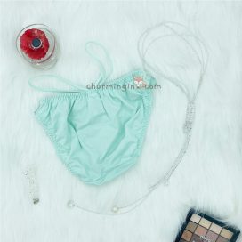 Quần lót thun 4 chiều dây lưng cao phối voan dễ thương size M, LL - QLTT0015
