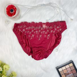 Quần lót dệt kim cao cấp sang trọng hình hoa tuyết với dây buộc hông - QLDK0056