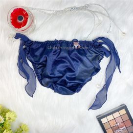 Quần lót dệt kim cao cấp sang trọng hình hoa tuyết với dây buộc hông - QLDK0056