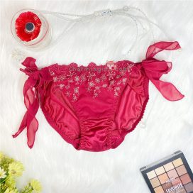 Quần lót dệt kim cao cấp sang trọng hình hoa tuyết với dây buộc hông - QLDK0056