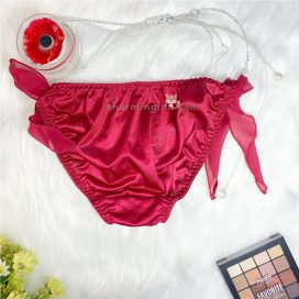 Quần lót dệt kim cao cấp sang trọng hình hoa tuyết với dây buộc hông - QLDK0056