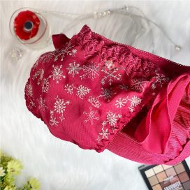 Quần lót dệt kim cao cấp sang trọng hình hoa tuyết với dây buộc hông - QLDK0056