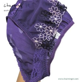 Quần lót dệt kim mềm mịn viền ren tinh tế không hằn mông size M, L - QLDK0093