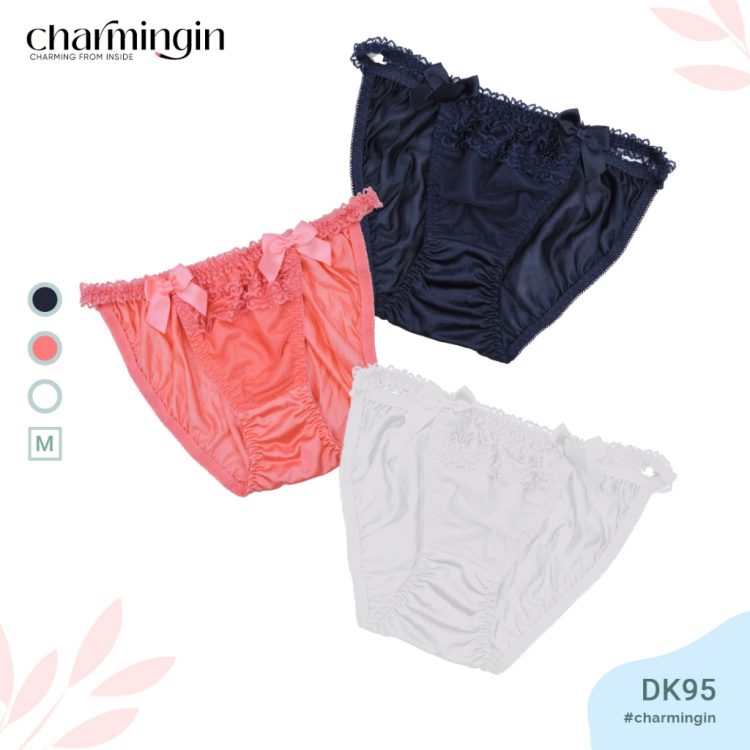 Quần lót dệt kim phối ren nơ thời trang xinh xắn dây lưng co giãn  size M - QLDK0095