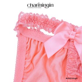 Quần lót dệt kim phối ren nơ thời trang xinh xắn dây lưng co giãn  size M - QLDK0095