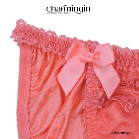 Quần lót dệt kim phối ren nơ thời trang xinh xắn dây lưng co giãn  size M - QLDK0095
