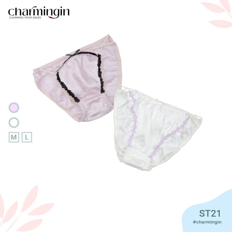 Quần lót satin dây hông đan chéo với họa tiết dễ thương size M - QLST0021